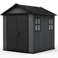 Keter Newton Plus 7x7.5 ft Side Entry Plastic Garden Shed, Dark Grey