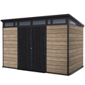 Keter Signature Collection 11x7 ft (3.4 x 2.1 m) Pent Resin Garden Shed, Ashwood