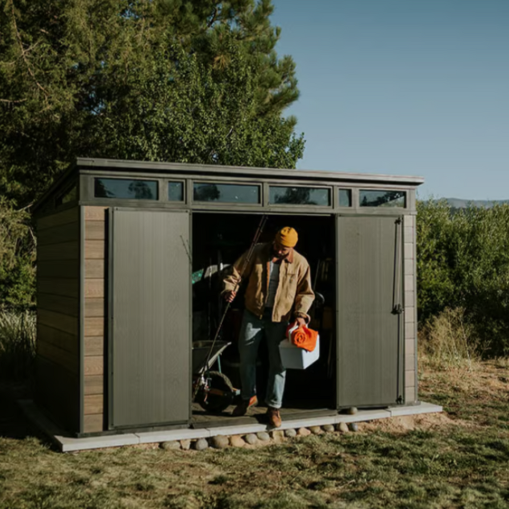 Keter Signature Collection 11x7 ft (3.4 x 2.1 m) Pent Resin Garden Shed, Ashwood