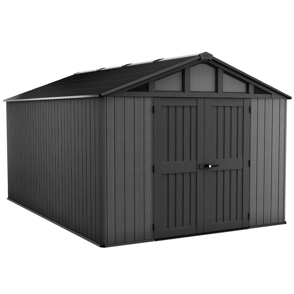 Keter Stronghold 10x11.5 ft (3 x 3.5 m) Resin Garden Shed with Floor, Grey