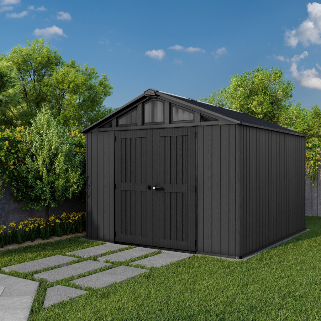 Keter Stronghold 10x11.5 ft (3 x 3.5 m) Resin Garden Shed with Floor, Grey