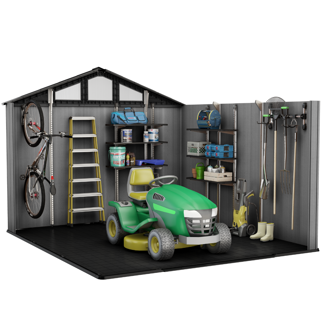 Keter Stronghold 10x11.5 ft (3 x 3.5 m) Resin Garden Shed with Floor, Grey