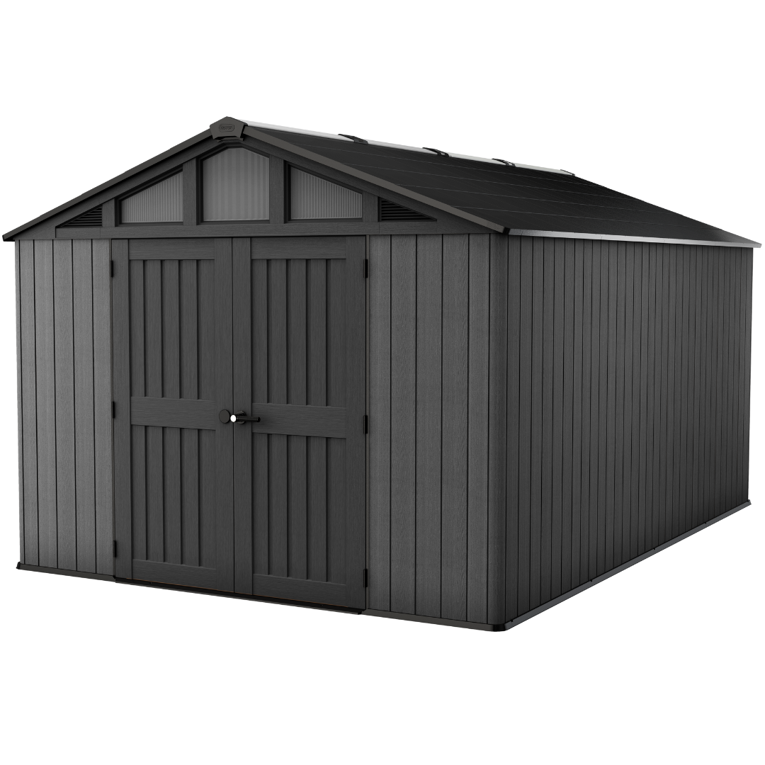 Keter Stronghold 10x11.5 ft (3 x 3.5 m) Resin Garden Shed with Floor, Grey