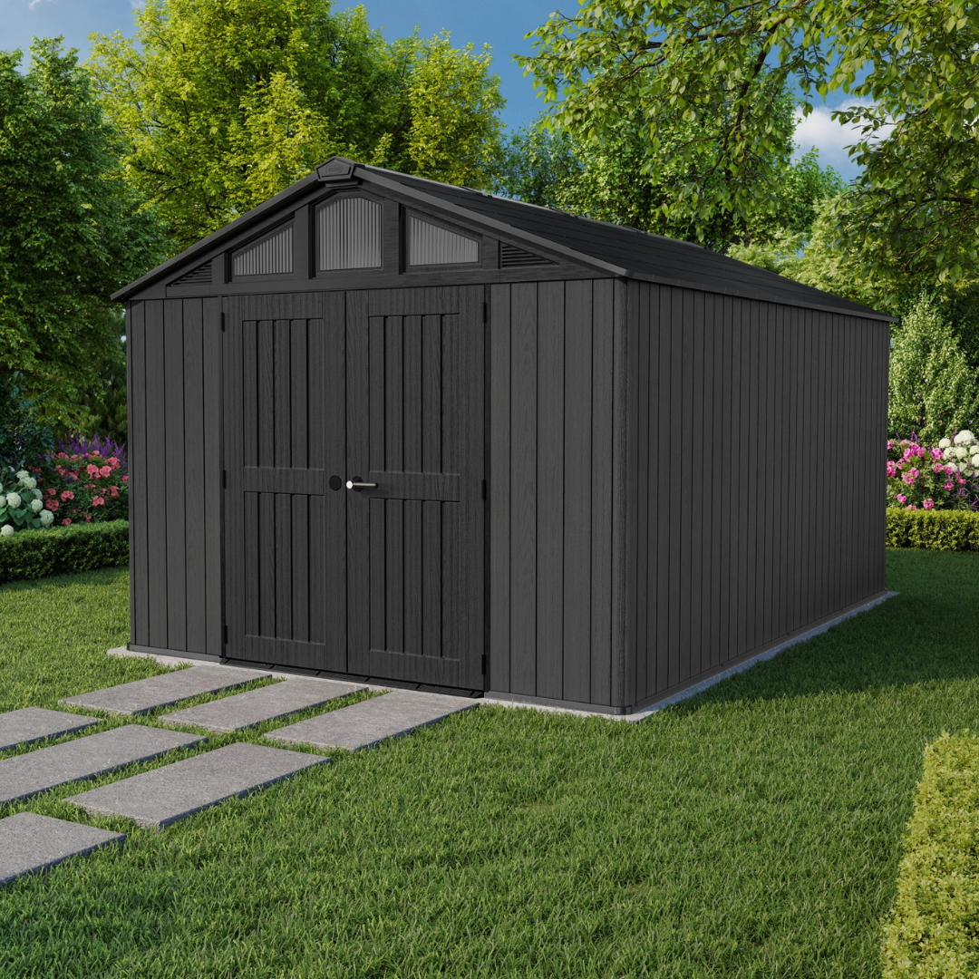 Keter Stronghold 10x15 ft (3 x 4.5 m) Resin Garden Shed with Floor, Grey