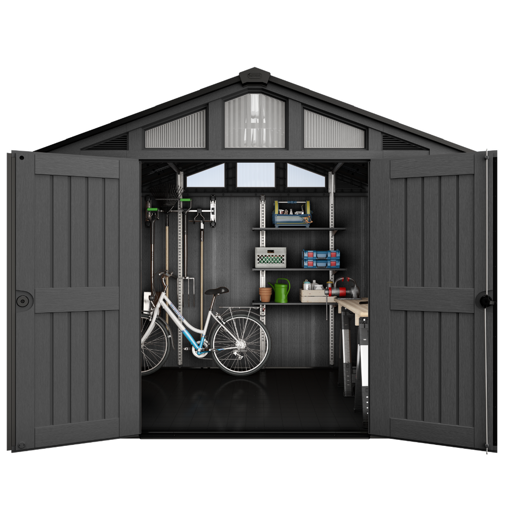 Keter Stronghold 10x8 ft (3 x 2.4 m) Resin Garden Shed with Floor, Grey