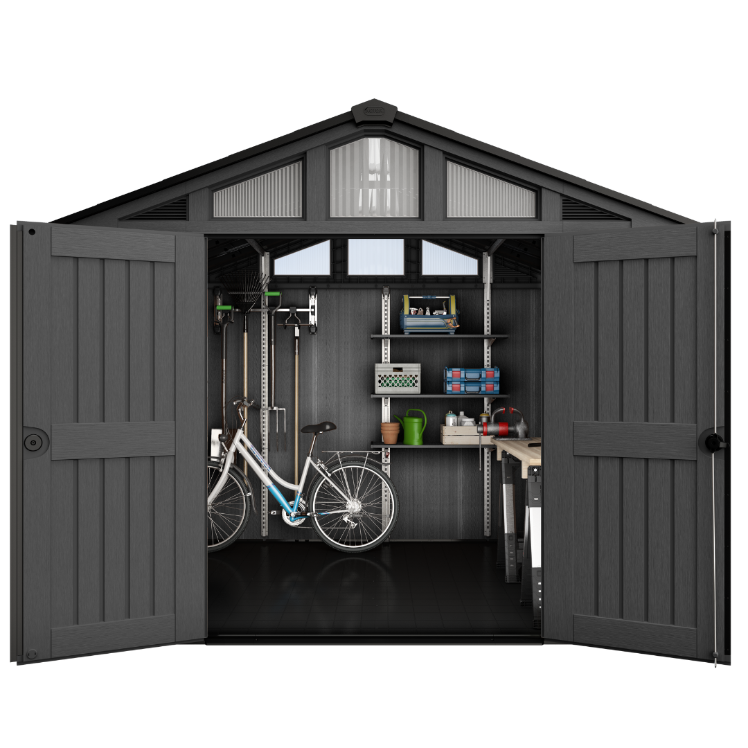 Keter Stronghold 10x8 ft (3 x 2.4 m) Resin Garden Shed with Floor, Grey