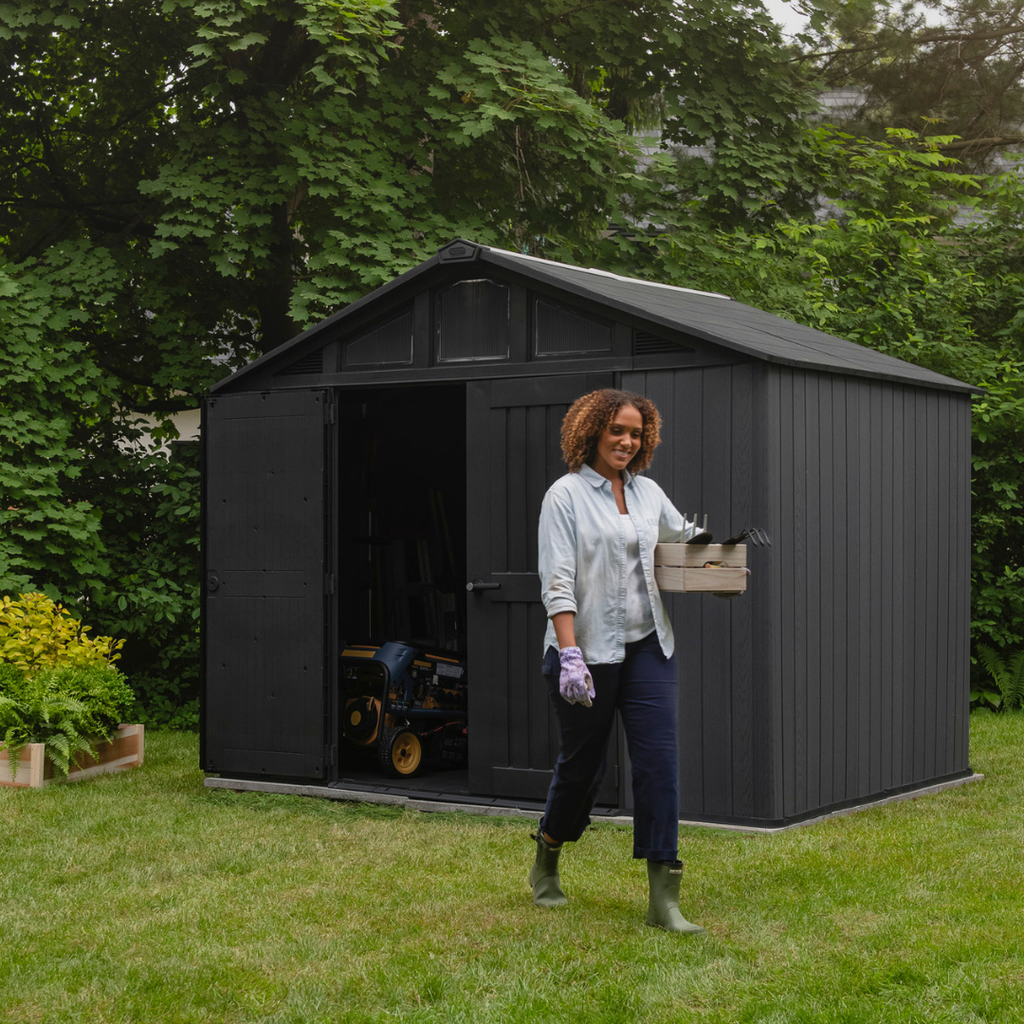 Keter Stronghold 10x8 ft (3 x 2.4 m) Resin Garden Shed with Floor, Grey
