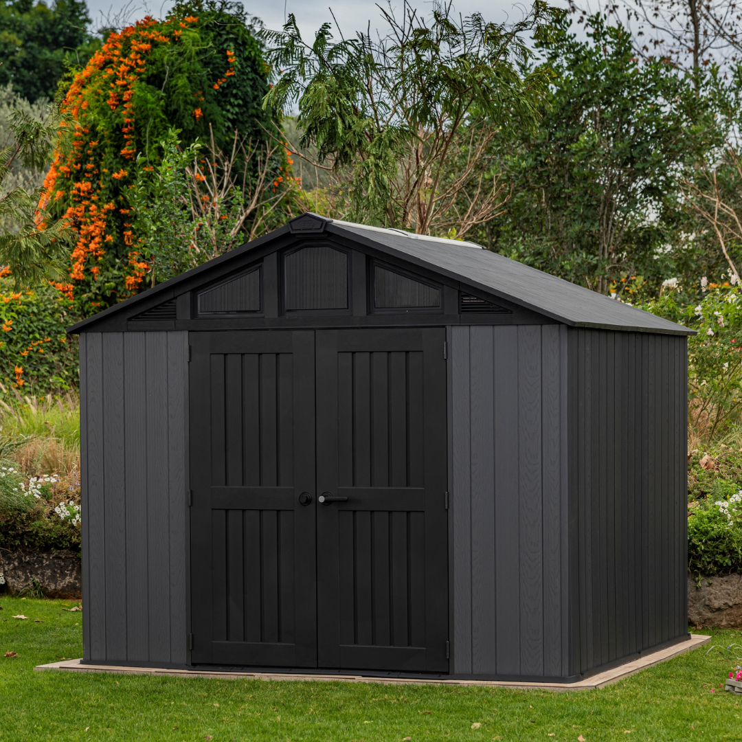 Keter Stronghold 10x8 ft (3 x 2.4 m) Resin Garden Shed with Floor, Grey