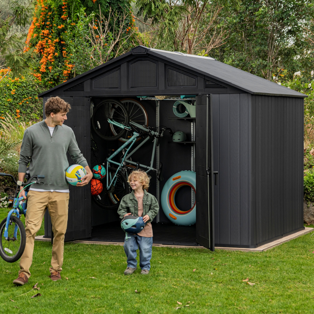 Keter Stronghold 10x8 ft (3 x 2.4 m) Resin Garden Shed with Floor, Grey