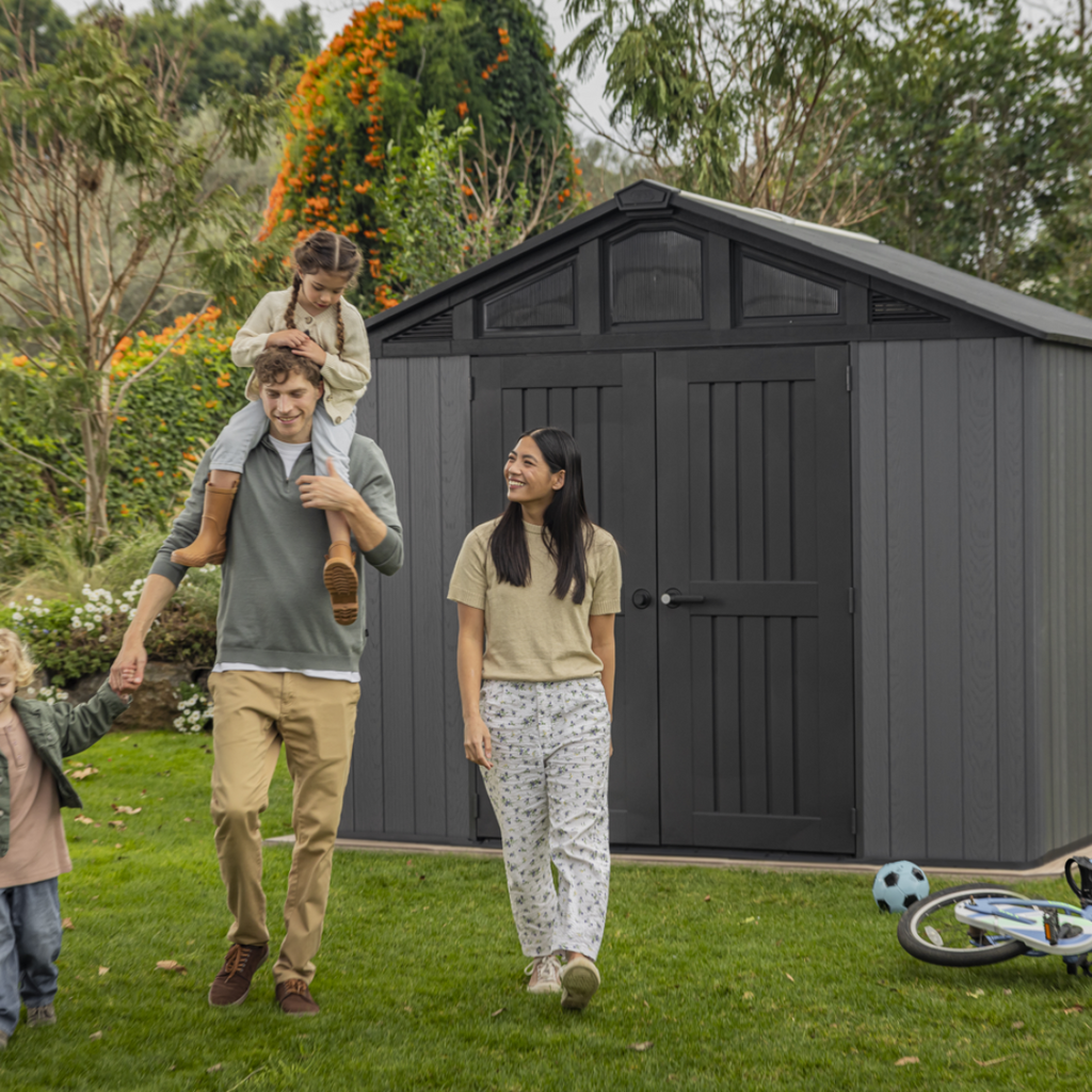 Keter Stronghold 10x8 ft (3 x 2.4 m) Resin Garden Shed with Floor, Grey
