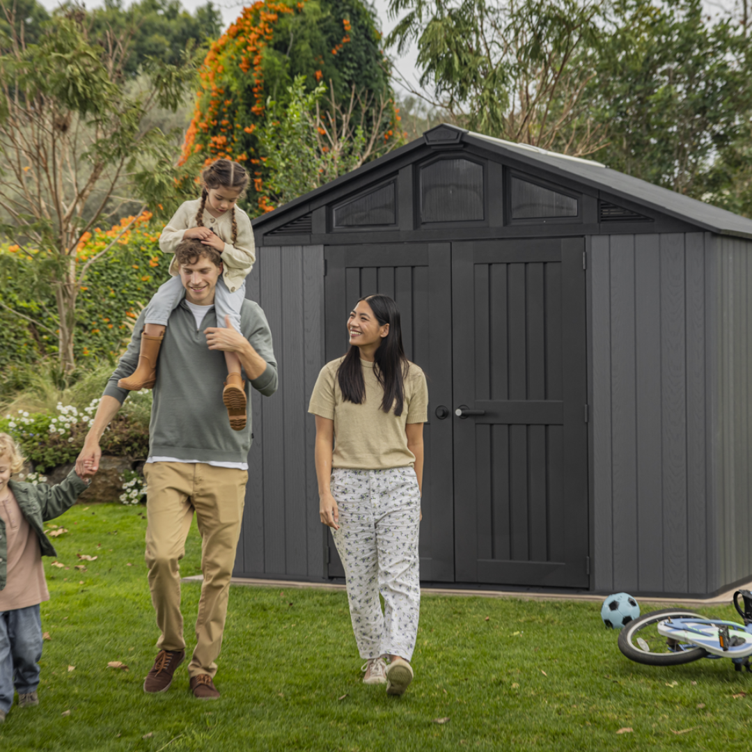 Keter Stronghold 10x8 ft (3 x 2.4 m) Resin Garden Shed with Floor, Grey