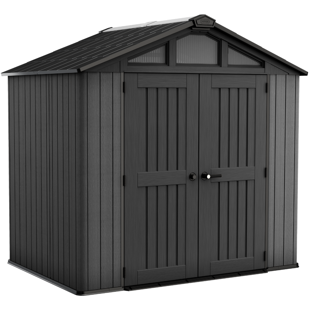 Keter Stronghold 8x6 ft (2.5 x 1.7 m) Resin Garden Shed with Floor, Grey
