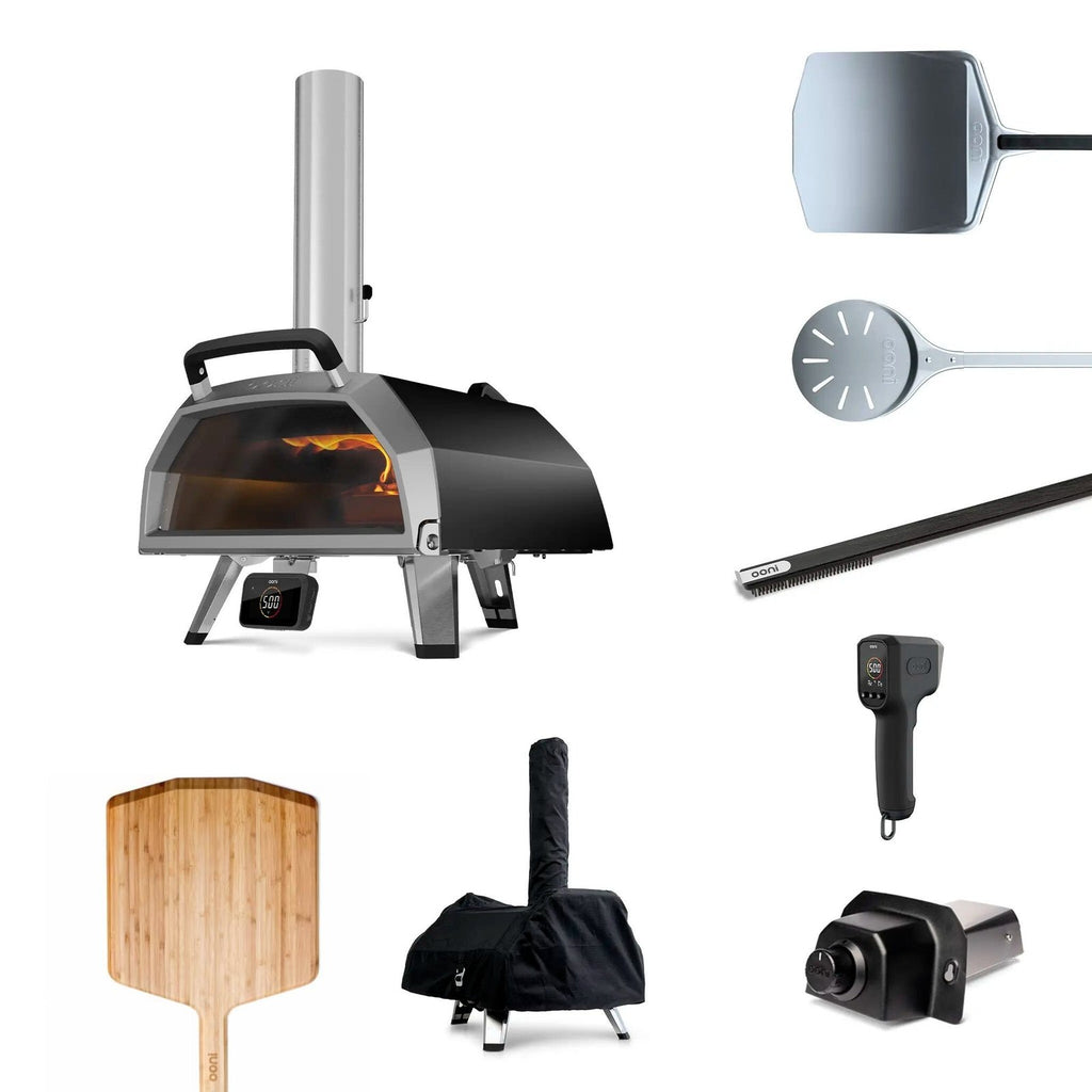 Ooni 17" Multi-Fuel Pizza Oven Bundle with Gas Burner, Cover and Three Peels