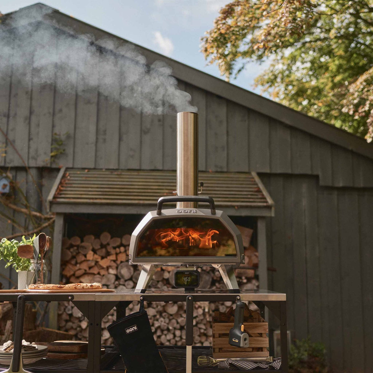 Ooni 17" Multi-Fuel Pizza Oven with Gas Burner and Glass Door, Wood, Charcoal or Gas